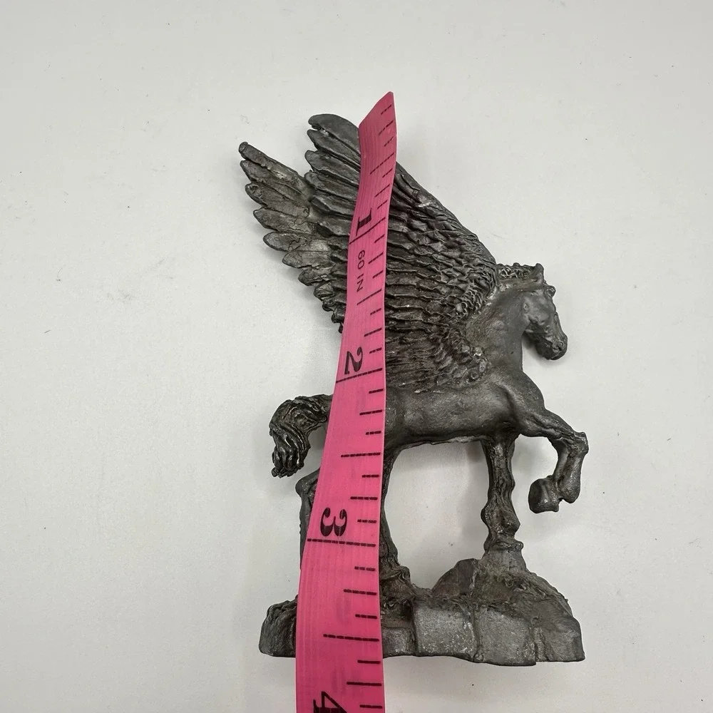 VTG Pewter Pegasus Figurine Statue Fantasy Mythical Winged Horse Decor 3 1/2